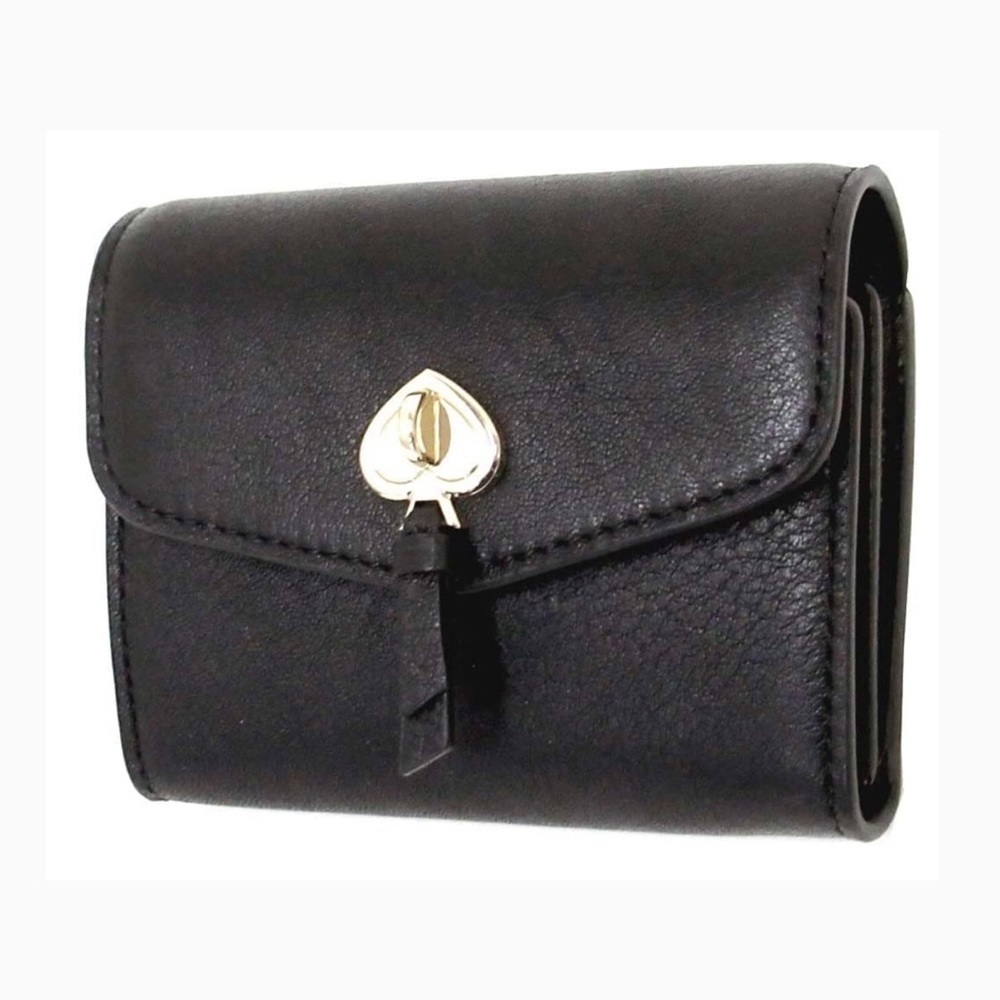 Kate Spade New York Marti Small Flap Pebbled Leather Wallet Black